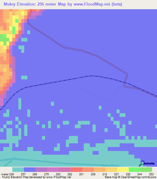 Mukry,Turkmenistan Elevation Map