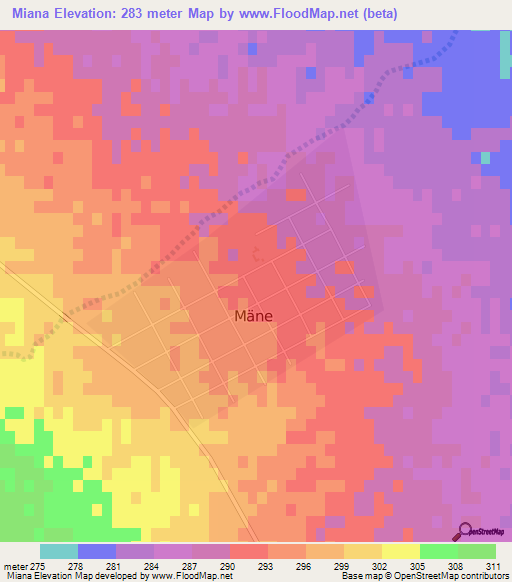 Miana,Turkmenistan Elevation Map