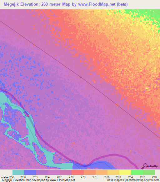 Megejik,Turkmenistan Elevation Map