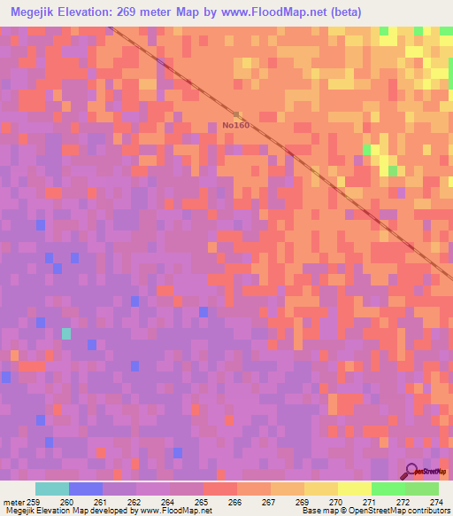 Megejik,Turkmenistan Elevation Map