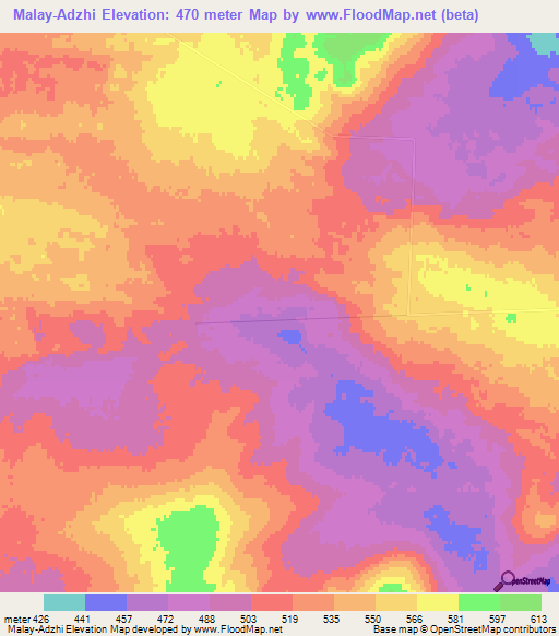 Malay-Adzhi,Turkmenistan Elevation Map