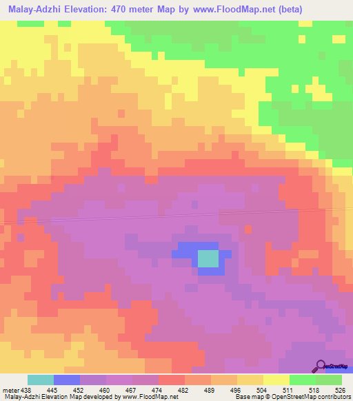 Malay-Adzhi,Turkmenistan Elevation Map
