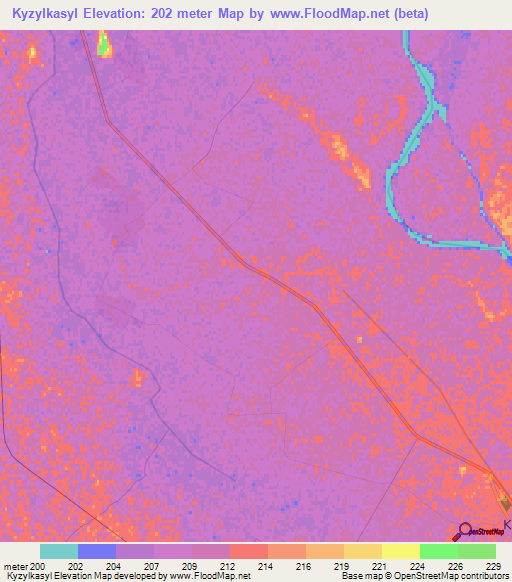 Kyzylkasyl,Turkmenistan Elevation Map