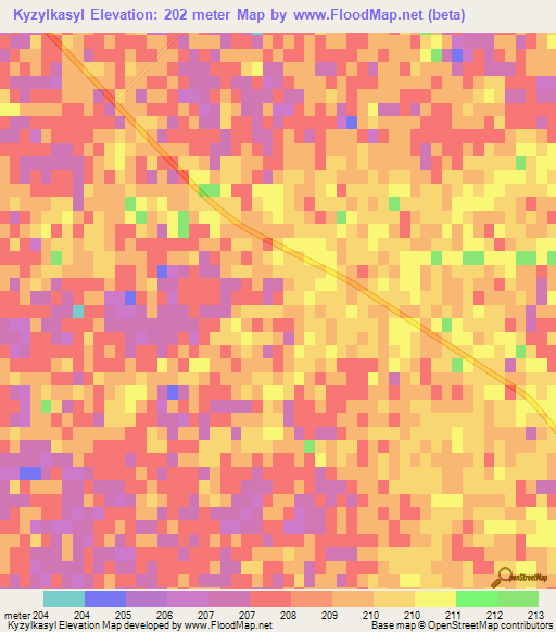 Kyzylkasyl,Turkmenistan Elevation Map