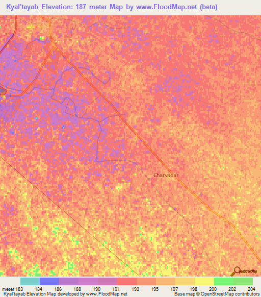 Kyal'tayab,Turkmenistan Elevation Map