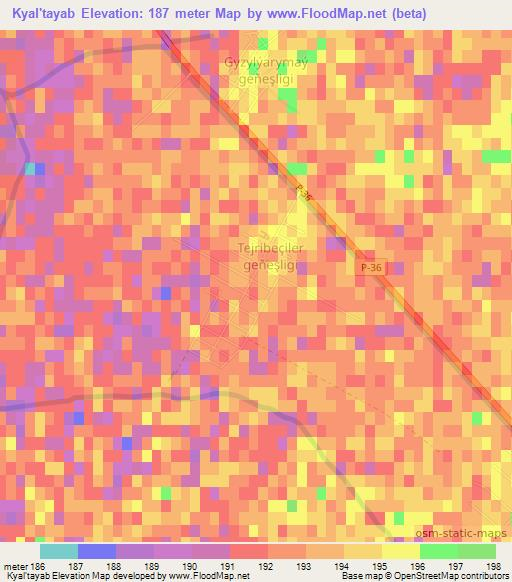 Kyal'tayab,Turkmenistan Elevation Map