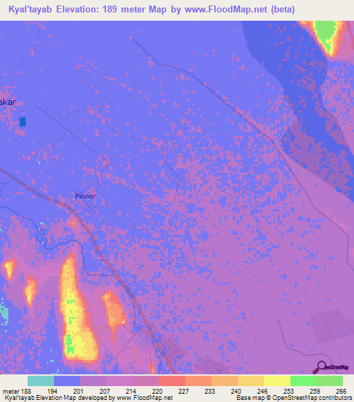 Kyal'tayab,Turkmenistan Elevation Map