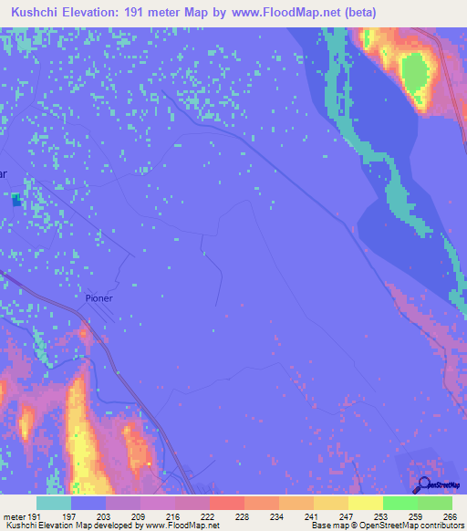 Kushchi,Turkmenistan Elevation Map