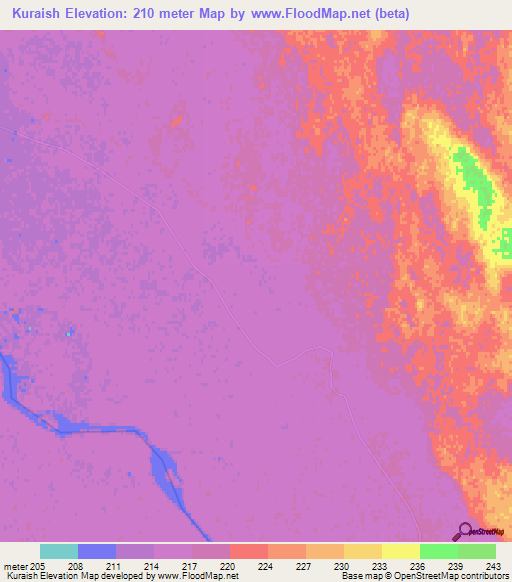 Kuraish,Turkmenistan Elevation Map