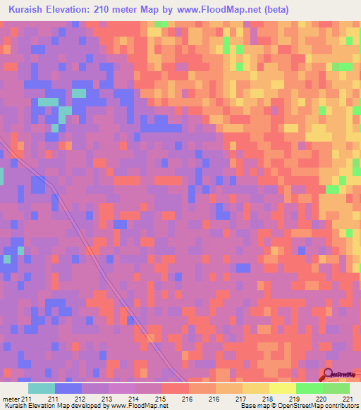 Kuraish,Turkmenistan Elevation Map