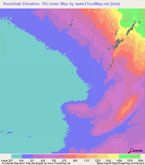 Kundzhak,Turkmenistan Elevation Map