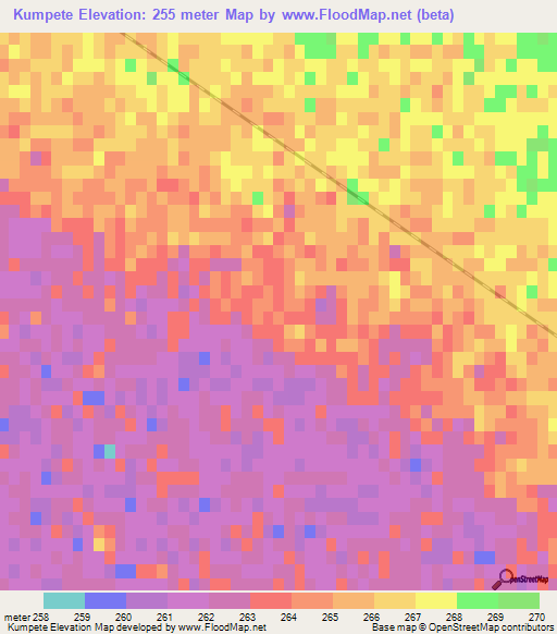 Kumpete,Turkmenistan Elevation Map
