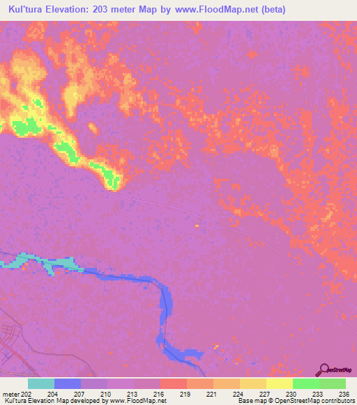 Kul'tura,Turkmenistan Elevation Map