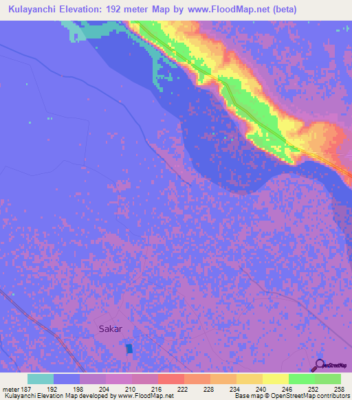 Kulayanchi,Turkmenistan Elevation Map
