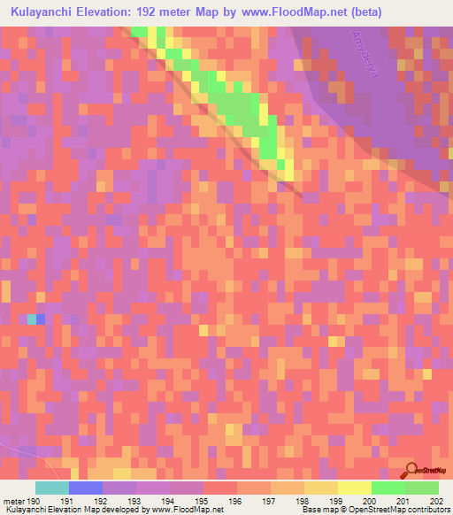 Kulayanchi,Turkmenistan Elevation Map