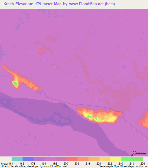 Krach,Turkmenistan Elevation Map