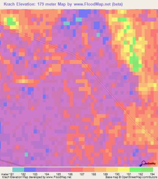 Krach,Turkmenistan Elevation Map
