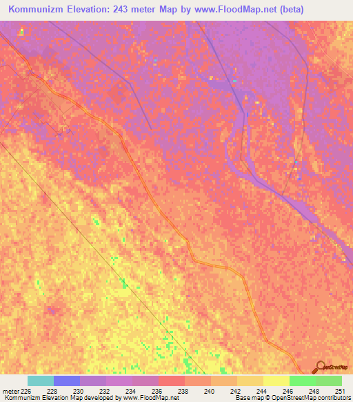 Kommunizm,Turkmenistan Elevation Map
