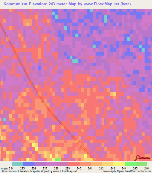Kommunizm,Turkmenistan Elevation Map