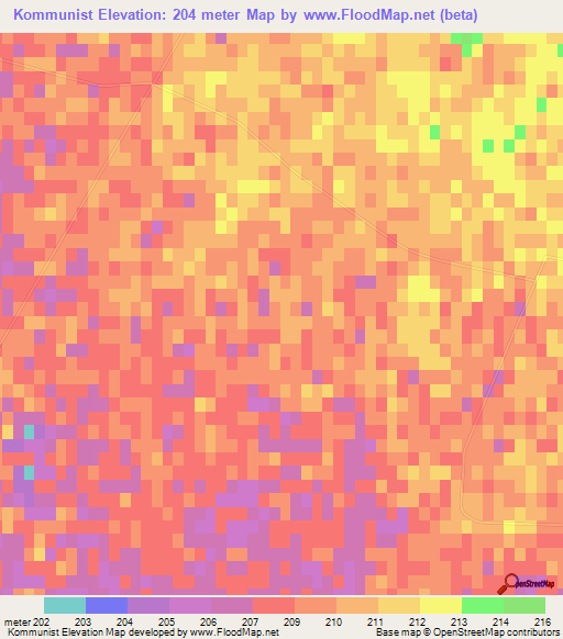 Kommunist,Turkmenistan Elevation Map