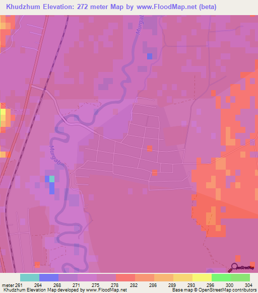 Khudzhum,Turkmenistan Elevation Map