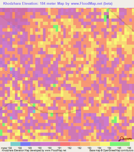 Khodzhara,Turkmenistan Elevation Map