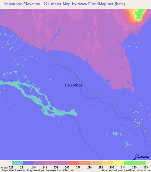 Hojambaz,Turkmenistan Elevation Map