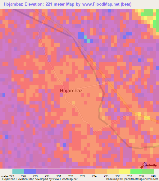 Hojambaz,Turkmenistan Elevation Map