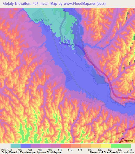 Gojaly,Turkmenistan Elevation Map