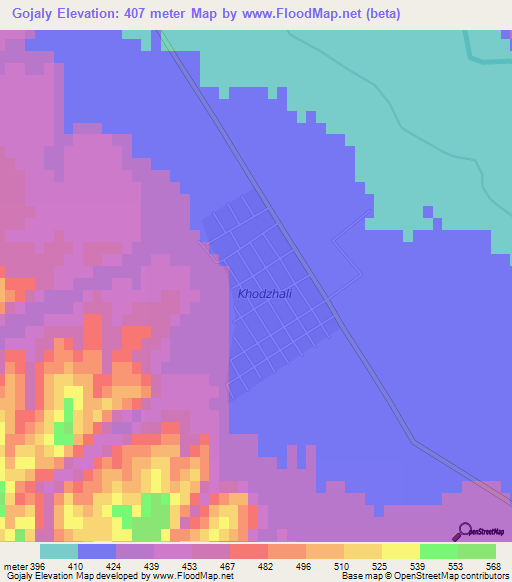 Gojaly,Turkmenistan Elevation Map
