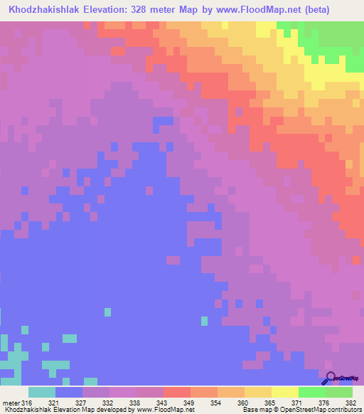 Khodzhakishlak,Turkmenistan Elevation Map
