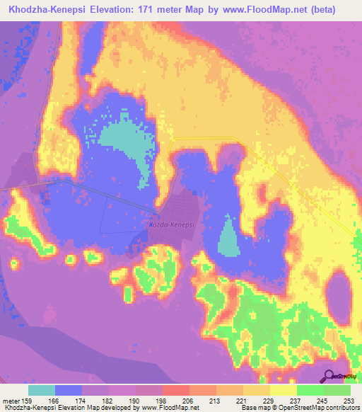 Khodzha-Kenepsi,Turkmenistan Elevation Map