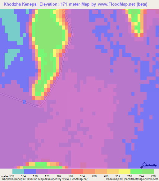 Khodzha-Kenepsi,Turkmenistan Elevation Map