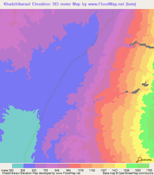 Khadzhikaraul,Turkmenistan Elevation Map