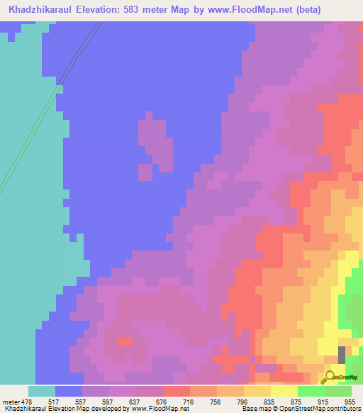 Khadzhikaraul,Turkmenistan Elevation Map