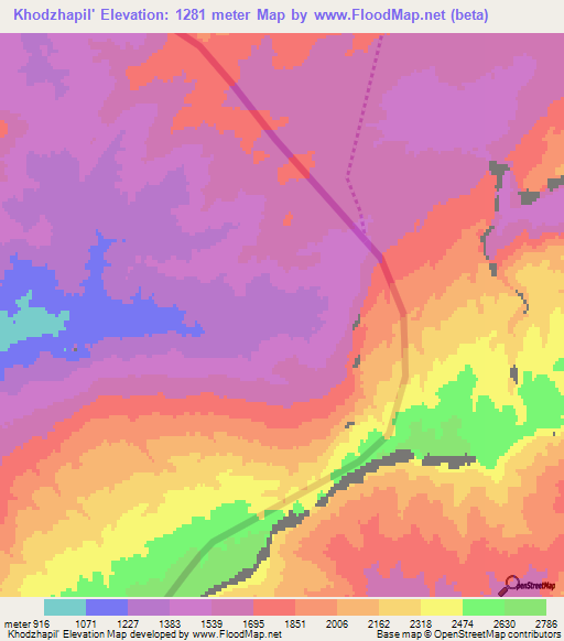 Khodzhapil',Turkmenistan Elevation Map