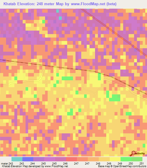 Khatab,Turkmenistan Elevation Map