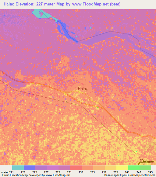 Halac,Turkmenistan Elevation Map