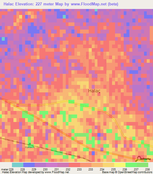 Halac,Turkmenistan Elevation Map