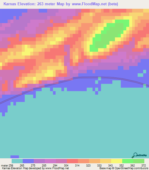 Karnas,Turkmenistan Elevation Map