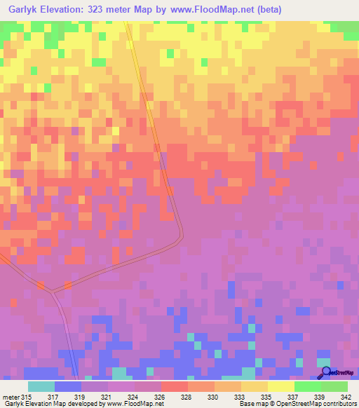 Garlyk,Turkmenistan Elevation Map
