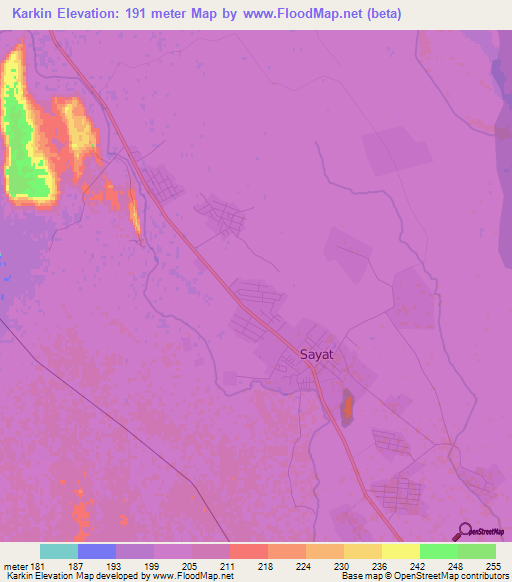 Karkin,Turkmenistan Elevation Map