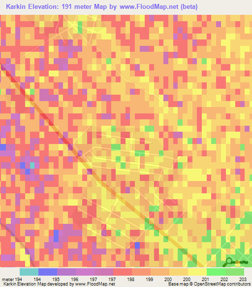 Karkin,Turkmenistan Elevation Map