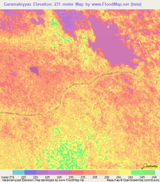 Garamatnyyaz,Turkmenistan Elevation Map