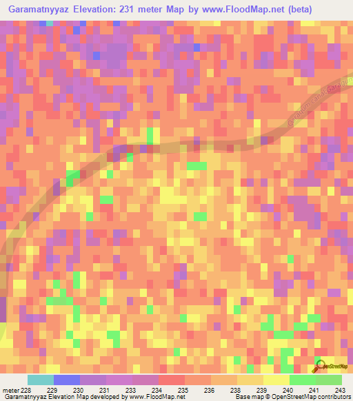 Garamatnyyaz,Turkmenistan Elevation Map