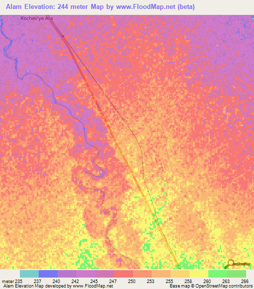 Alam,Turkmenistan Elevation Map