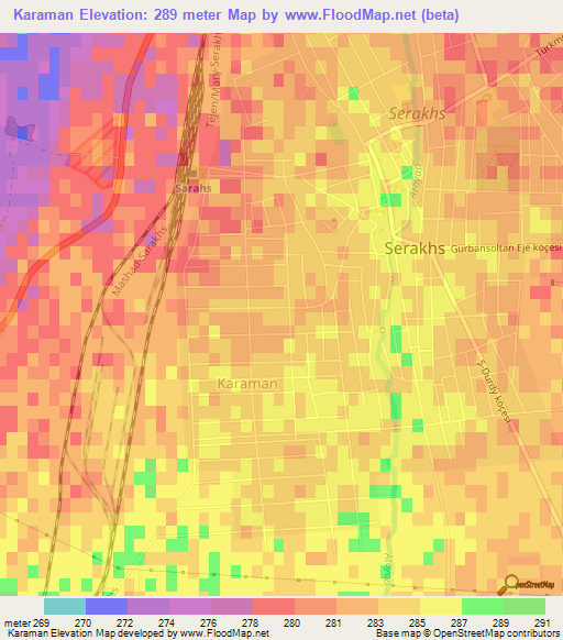 Karaman,Turkmenistan Elevation Map