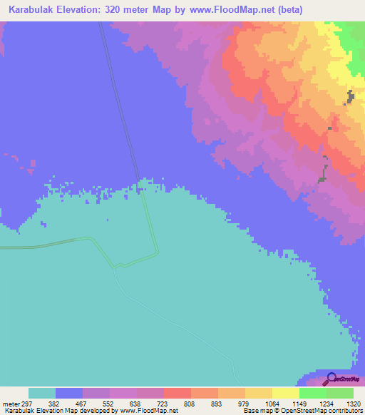 Karabulak,Turkmenistan Elevation Map