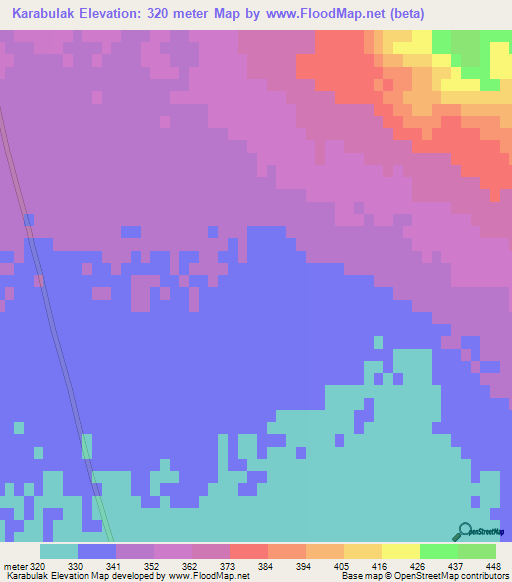 Karabulak,Turkmenistan Elevation Map