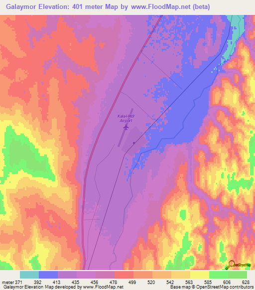 Galaymor,Turkmenistan Elevation Map
